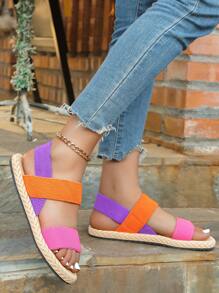Letnie modne antypoślizgowe damskie płaskie sandały na wakacje plażowe lekkie sandały - Wielokolorowe - Zobacz 4