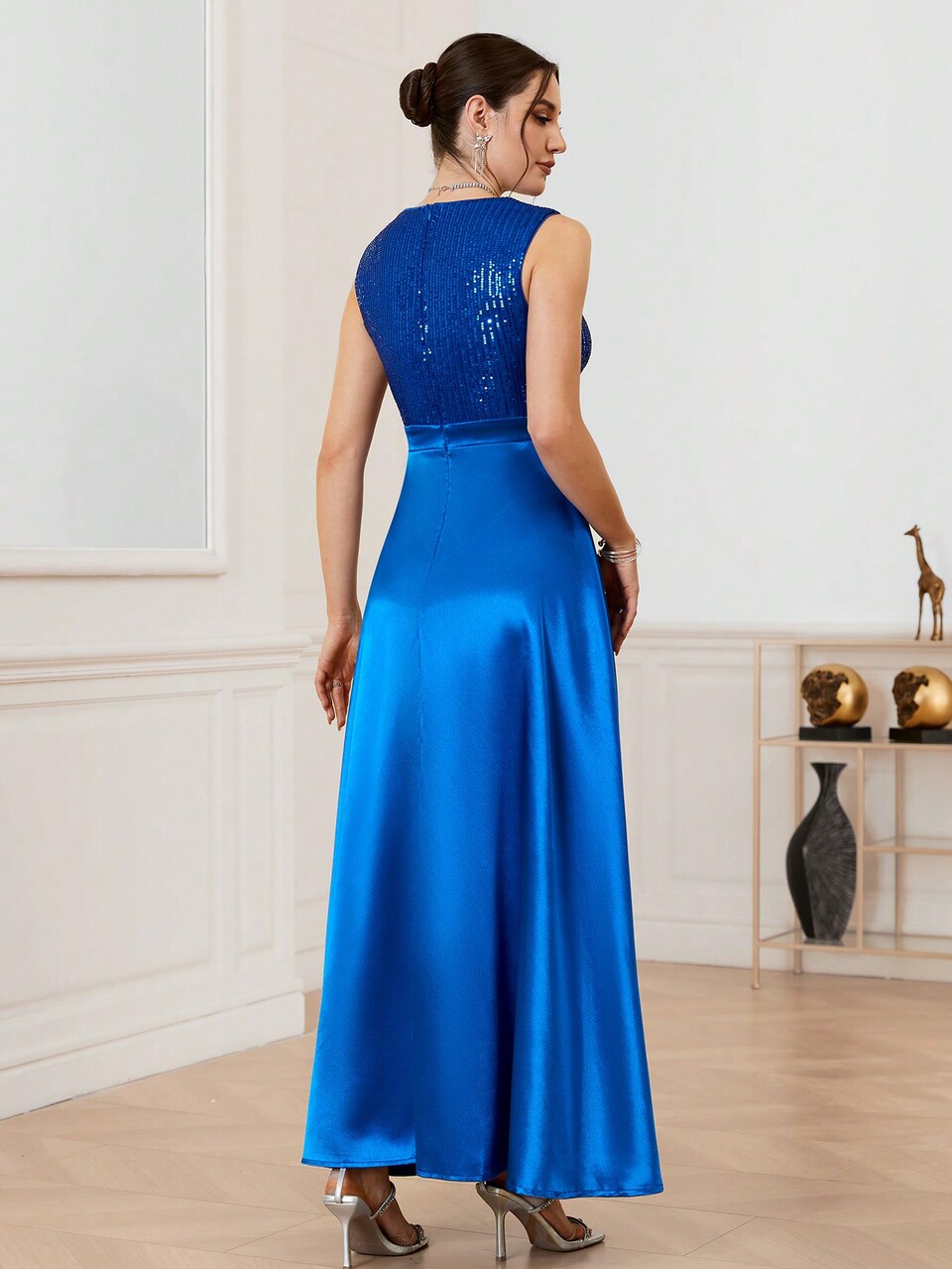 Elegant & Fancy Sparkly Sequin Patchwork Slit Heavy Duty Evening Prom Dress Formal Dresses For Women, Semi Formal Dress