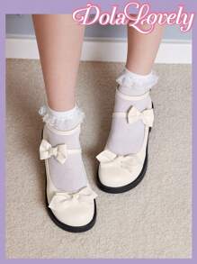 Dola Lovely Của phụ nữ Giày đế bệt Với Nơ Đồ trang trí - trắng - Xem 1