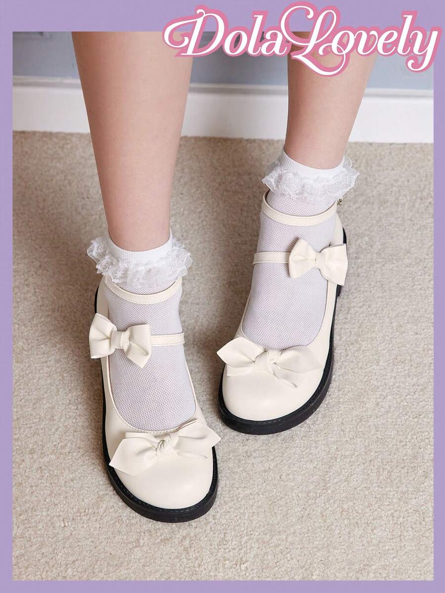 Dola Lovely Của phụ nữ Giày đế bệt Với Nơ Đồ trang trí - trắng - Xem 1