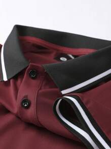 新款夏季男士短袖polo衫,兔子和骷髏印花,復古運動休閒多用途薄款上衣,適用於戶外活動 - 酒紅色 - 查看 4