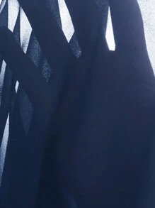 Selianne 3入組女士透明網狀開襟長袖襯衫,背心上衣和短褲套裝 - 藏蓝色 - 查看 7