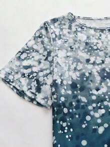 EMERY ROSE Women's Gradient Asymmetric Hem T-Shirt - Multicolor - View 4