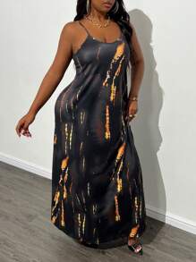 Slaydiva Kích thước lớn Lỏng lẻo Nhuộm buộc Dây đeo Mì Ý  Đầm Với Túi Đối với Thông thường hàng ngày Mặc - Nhiều màu - Xem 1