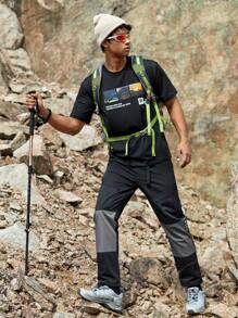 Manfinity Sport Corelite 男士戶外景觀與標語印花t恤 - 黑色 - 查看 4