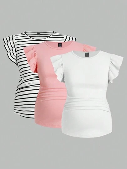 Modmama Maternity Casual Flounce Hem T-Shirt Set