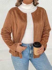 Flirla Plus Zip Up Jacket - Camel - View 4