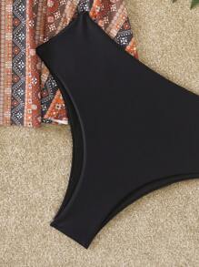 SHEIN Swim Geometric Print V-Neck Tankini Set Summer - Multicolor - View 6