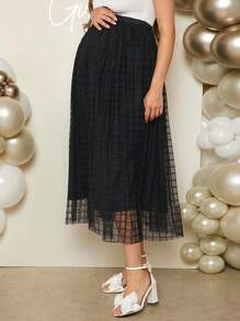 SHEIN Thai sản Của phụ nữ Thanh lịch & Lãng mạn Bữa tiệc tiết lộ giới tính mỏng Thêm dài Váy Với Có thể điều chỉnh Cao Dây thắt lưng - màu đen - Xem 4