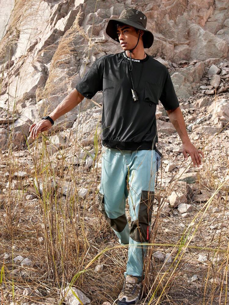 Men's Letter Printed Round Neck Short Sleeve T-Shirt Summer Outdoor