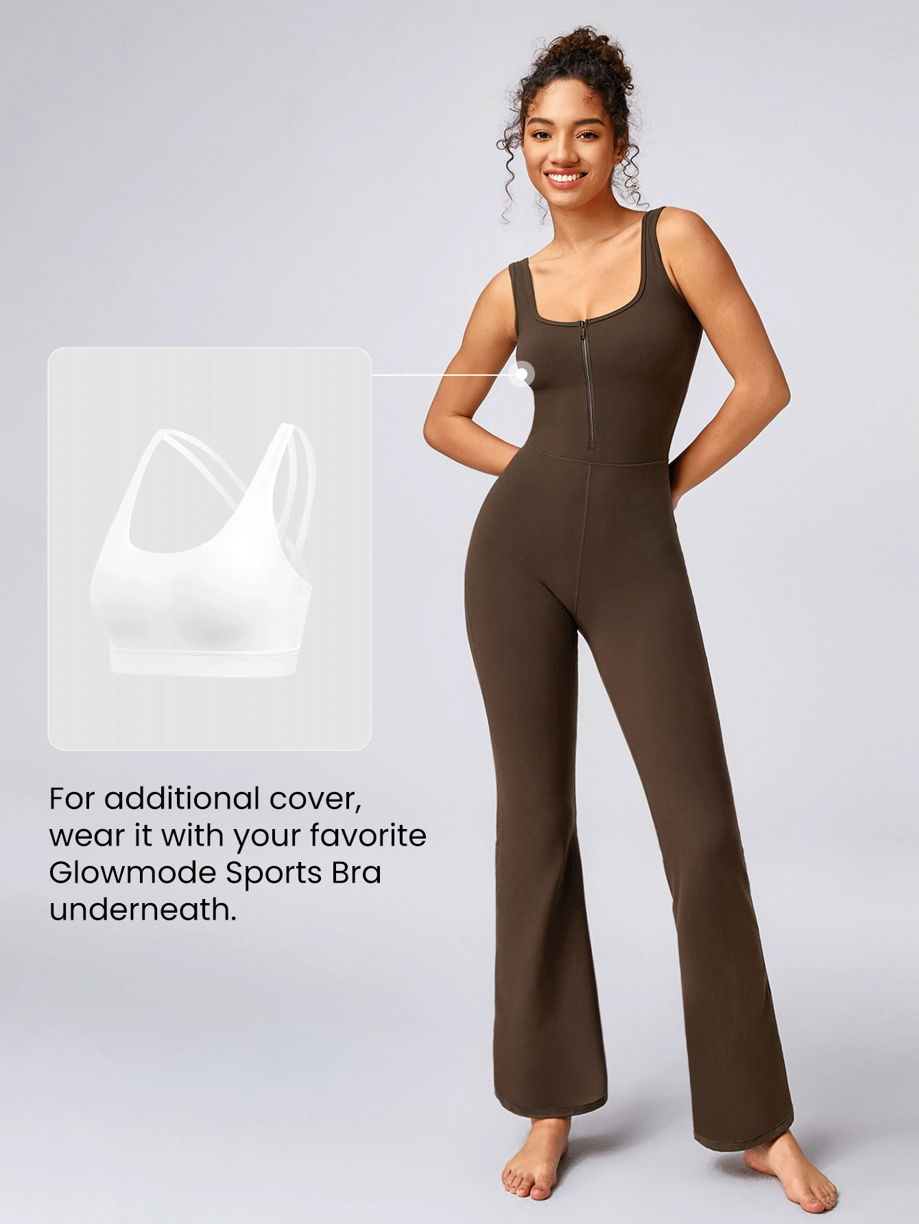 GLOWMODE 30英寸 Featherfit™ 回歸方領拉鍊嬰兒裝低衝擊日常連體褲 - 肉桂靈感 - 查看 4