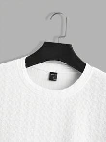 Manfinity Hypemode Camiseta De Hombre Con Textura De Color Sólido Y Hombros Caídos - Blanco - Ver 4