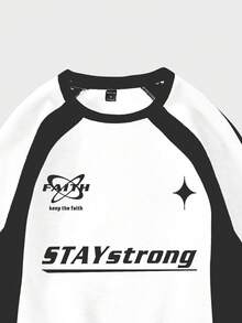 Aesthetic Post Camiseta Para Hombre De Manga Larga Y Estampada Con Letra En Estilo Raglán - Blanco - Ver 3