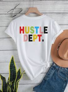 SHEIN Slayr 女士字母印花圓領短袖t卹 - 白色 - 查看 3