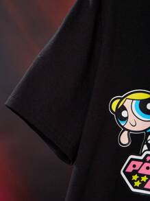 THE POWERPUFF GIRLS X SHEIN Tween Girl Cartoon & Letter Graphic Set
