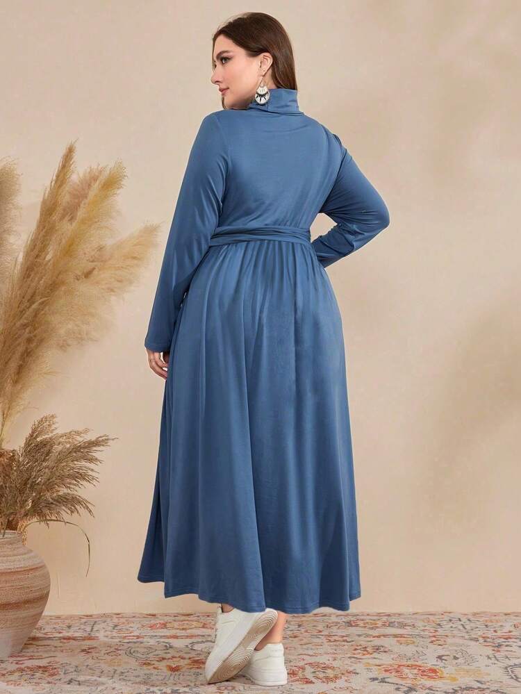 Plus Size Women'S Gathered Waist Long Dress Fall Cloth For Women