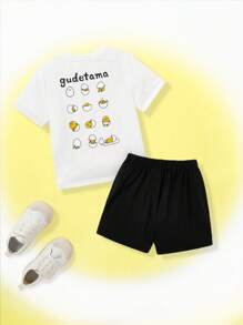 Gudetama X SHEIN 男童卡通&字母圖形套裝