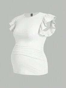 Modmama Maternity Casual Flounce Hem T-Shirt Set - Multicolor - View 12