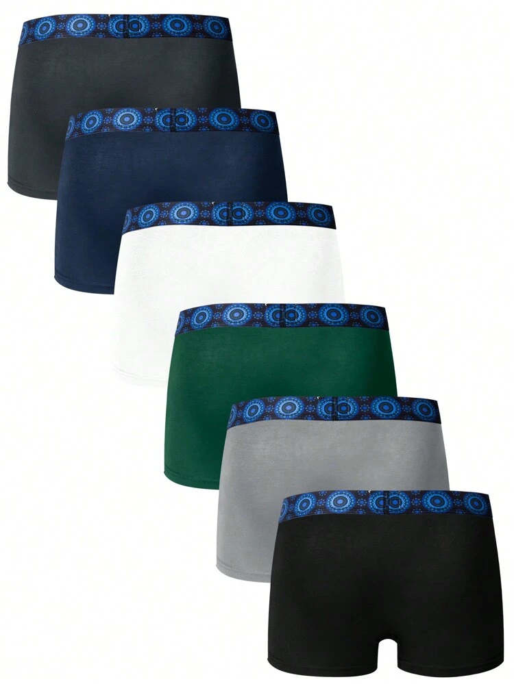 Men's Woven Waistband Boxer Briefs, 6pcs/Pack
