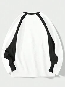 Aesthetic Post Camiseta Para Hombre De Manga Larga Y Estampada Con Letra En Estilo Raglán - Blanco - Ver 2