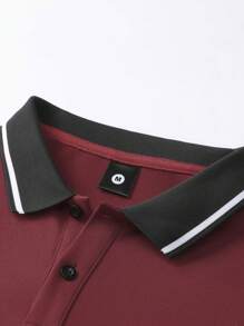 新款夏季男士短袖polo衫,兔子和骷髏印花,復古運動休閒多用途薄款上衣,適用於戶外活動 - 酒紅色 - 查看 3