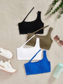 Easithlete 4入組一肩羅紋針織運動文胸 - 彩色 - 查看 1