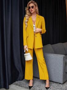 Chiquease Conjunto De Traje De Color Sólido - Amarillo - Ver 6