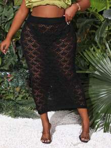 Slaydiva Phong cách Màu thuần Gợi cảm mỏng Xu hướng: Cắt giảm Kích thước lớn Dệt kim Váy Đối với phụ nữ - màu đen - Xem 1