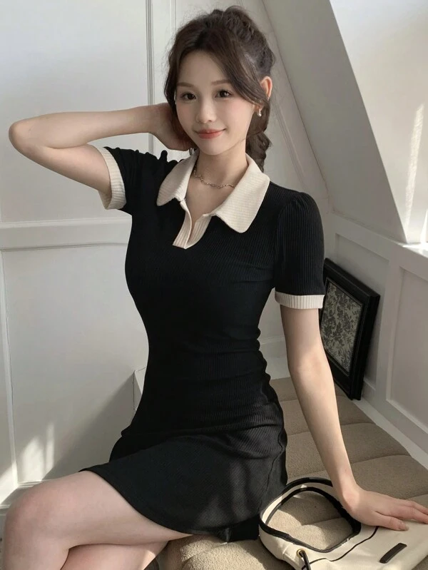 DAZY 女式短款拼色连衣裙太阳裙