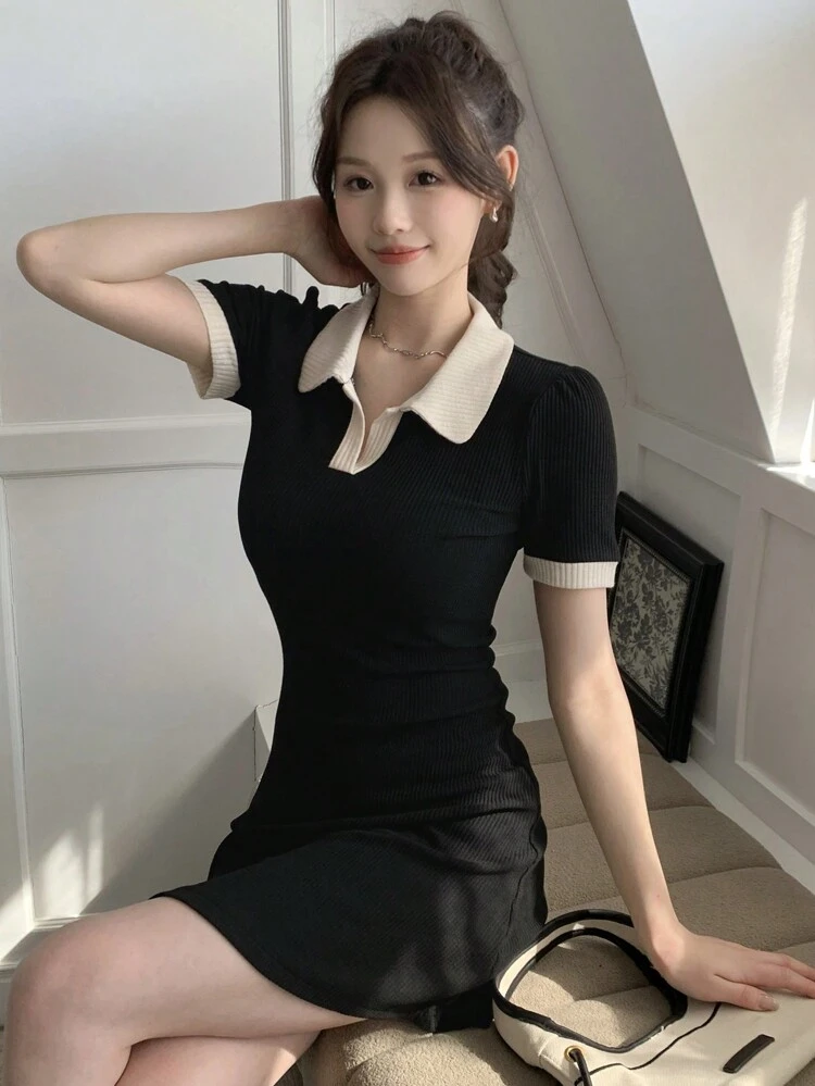 Women's Short Color Block Dress Sundress