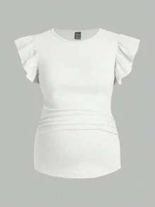 Modmama Maternity Casual Flounce Hem T-Shirt Set - Multicolor - View 3