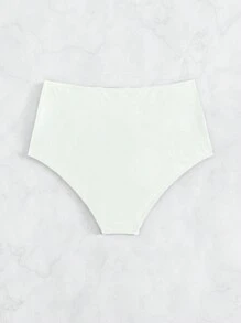 Swim Basics 純色緊身短款泳褲比基尼下著 - 白色 - 查看 3