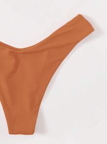 SHEIN Swim 實心游泳衣比基尼下著，夏季沙灘泳衣 - 珊瑚橙 - 查看 5