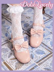 Dola Lovely Fashionable Pink High Heels With Bow Tie Decoration
