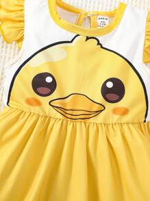 Vestido Fofo De Várias Peças Com Padrão De Pato Para Bebê Menina - Multicolorido - Visão 5