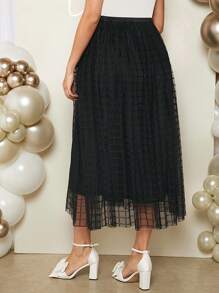 SHEIN Thai sản Của phụ nữ Thanh lịch & Lãng mạn Bữa tiệc tiết lộ giới tính mỏng Thêm dài Váy Với Có thể điều chỉnh Cao Dây thắt lưng - màu đen - Xem 2