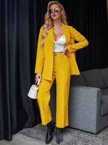 Chiquease Conjunto De Traje De Color Sólido - Amarillo - Ver 5