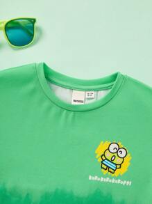 HELLO KITTY AND FRIENDS | SHEIN Camiseta De Manga Corta De Verano Y Primavera Para Niños Con Dibujo De Rana Verde En Degradado Y Letras - Verde - Ver 9