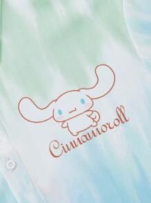 HELLO KITTY AND FRIENDS | SHEIN Tween Boy Cartoon Graphic Ombre Shirt & Shorts - Multicolor - View 11