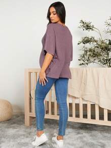 SHEIN Camiseta Suelta Casual Con Manga Murciélago Y Cuello En V Para Maternidad