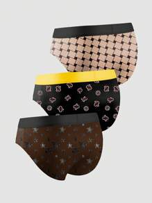 Men's Geometric Printed Trunks (3 Pieces) - Multicolor - View 2