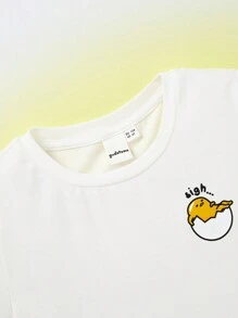 Gudetama X SHEIN 男童卡通&字母圖形套裝