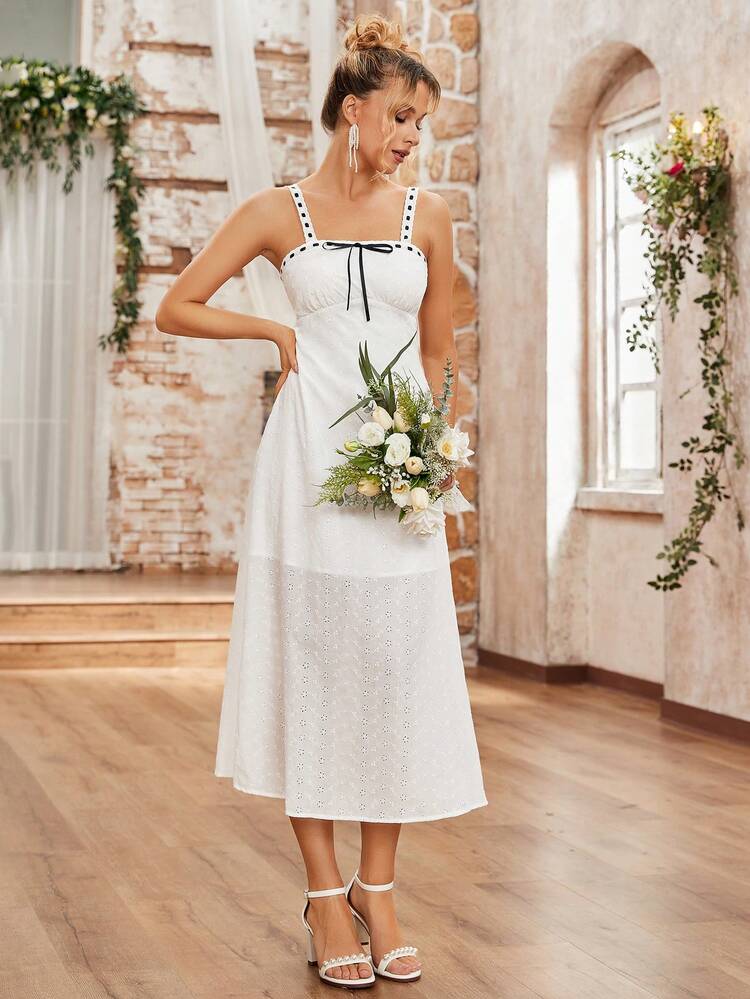 Color-Block Knotted Front Cami Dress