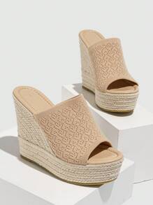 Women's Platform Wedge & Thick Sole Rope Sandals - Beige - View 4