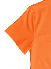 SHEIN Plus Size Emoticon Print Round Neck T-Shirt Women Graphic Tee Top For Summer - Orange - View 4