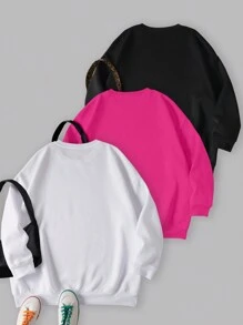 INAWLY Plus Size Heart Embroidery Drop-Shoulder Sweatshirt Graduation,Back To School Outfits,Graduation,Teacher Outfits For Women,Back To School Pullover Fall Outfit - Multicolor - View 2