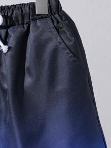 SHEIN 青少年男孩鬆身休閒漸變織物短褲 - 藍色 - 查看 3