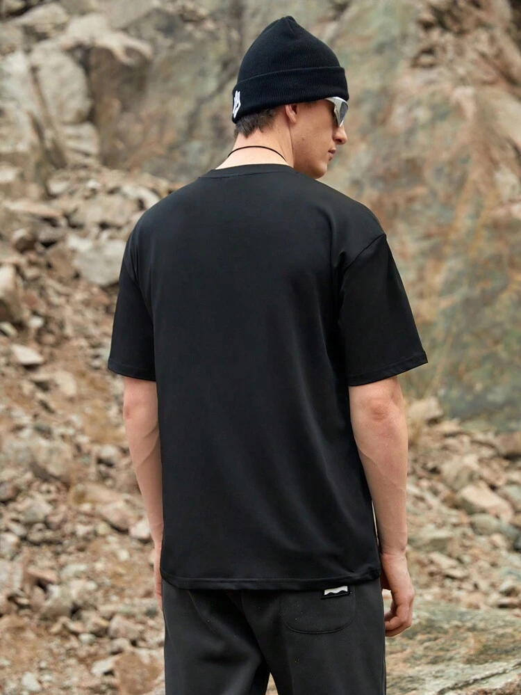 Men's Outdoor T-Shirt With Landscape & Slogan Print