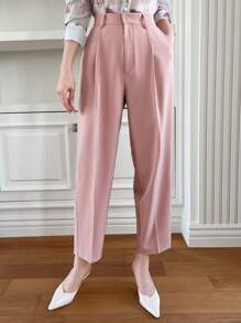 DAZY Women's Straight-Leg Long Formal Trousers, Casual Business Style, Solid Color,Women Dress Pants - Pink - View 7
