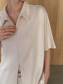 FRIFUL Của phụ nữ Màu thuần Lỏng lẻo phù hợp Giải trí 2 mảnh Bộ - trắng - Xem 6